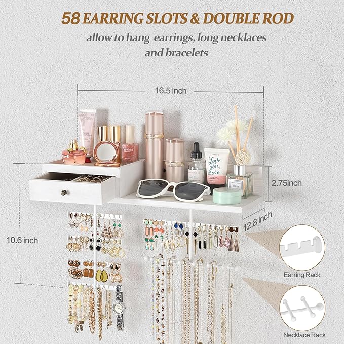 VINAEMO Jewelry Organizer Hanging Wall Mounted Jewelry Holder - Image 3