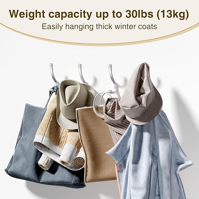 Coat Hooks Wall Mount, Hooks for Hanging Heavy Duty, Screw in Wall Hanger for - Image 2