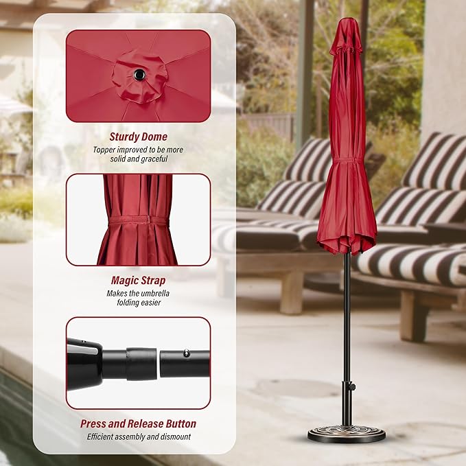 Simple Deluxe 9' Patio Umbrella Outdoor Table Market Yard Umbrella with Push Button Tilt/Crank - Image 3