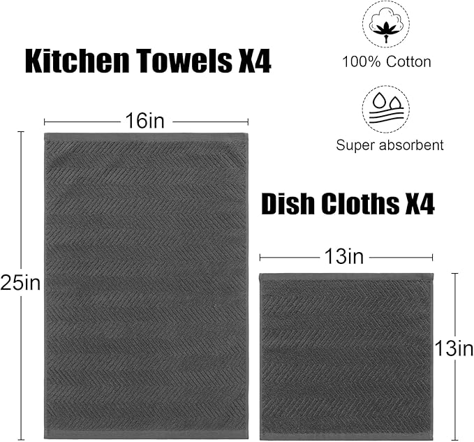 100% Cotton Kitchen Towels and Dishcloths Set - Image 3