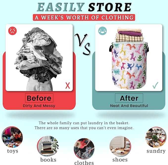 Colorful Dogs Pattern Laundry Basket Foldable - Image 3