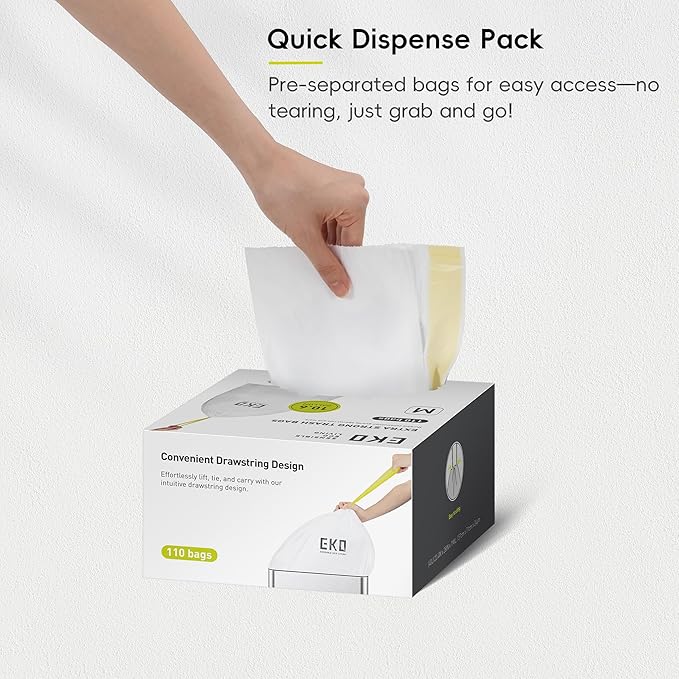 EKO 10.6 Gallon / 35–40 Liter Drawstring Trash Bags, Extra-Strong Leak-Resistant - Image 9