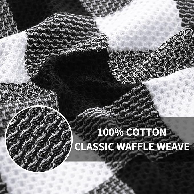 Homaxy 100% Cotton Waffle Weave Check Plaid Kitchen Towels, 20 x 28 Inches - Image 5
