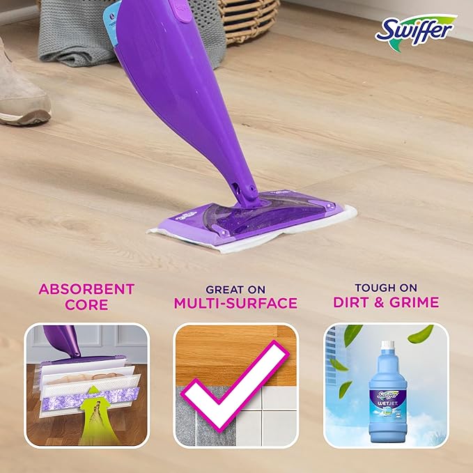 Swiffer WetJet Hardwood Floor Cleaner Spray Mop Pad Refill, Bathroom Cleaning - Image 2