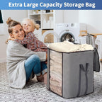 Fixwal 4pcs Large Blanket Bags 120L King Foldable Comforters Storage Bags - Image 4