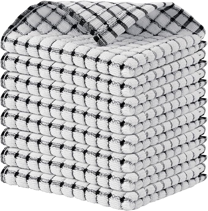 Kitinjoy Cotton 8 Pack Terry Kitchen Dish Cloths, 12 x 12 Inches Super Soft and by Kitinjoy