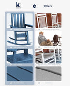 KINGYES Oversized Outdoor Rocking Chair Set of 4, All-Weather Patio Rocking Chairs for Porch, HDPE Outdoor Patio Rockers with High Back & Wide Seat for Garden, Lawn, Blue - Image 8