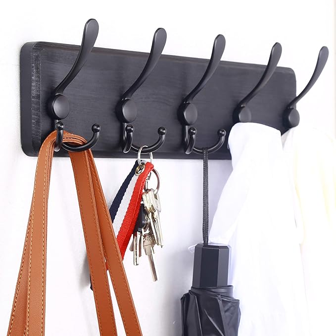 WEBI Coat Rack Wall Mount, Coat Hooks Wall Mounted Rustic, Large Coat Hanger - Image 2