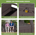 Patiowell 75 Gallon Plastic Storage Bench, Water-Resistant Deck Box for Patio Furniture, Garden Tools, Pool Storage and Outdoor Cushions, Brown - Image 6