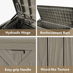 Devoko 120 Gallon Deck Box Resin Outdoor Storage Box Waterproof for Patio, Large Outdoor Storage Bench Lockable for Outside (Brown) - Image 7