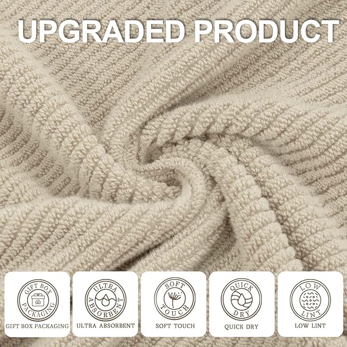 VOOVA & MOVAS Beige Towels for Bathroom - Image 2