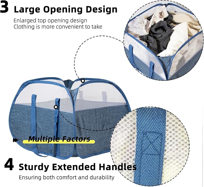 Collapsible Laundry Basket, 90L Foldable Pop-up Laundry Hamper - Image 4