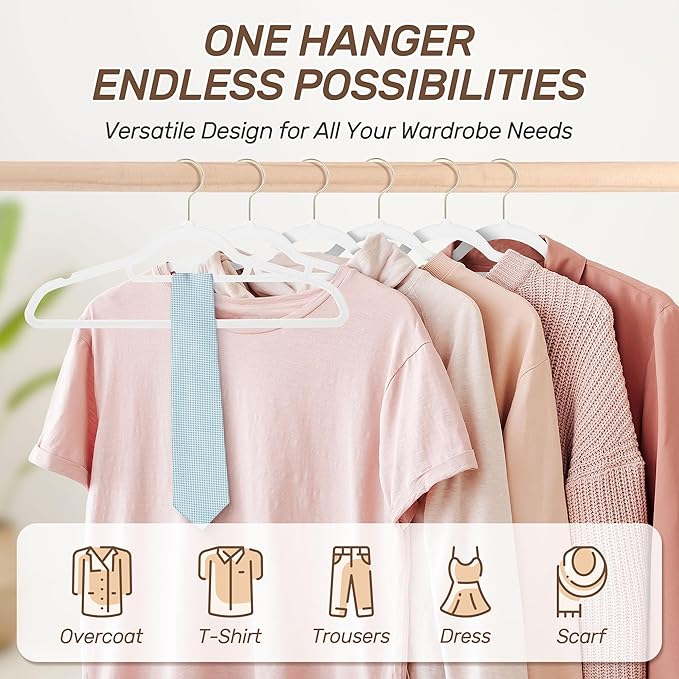 Velvet Hangers 30 Pack with Gold Hooks, Non-Slip Slim Felt Hanger - Image 6