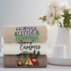 Kitchen 3 Pcs Camping Themed Hand Towels Embroidered Happy Camping Bathroom - Image 5