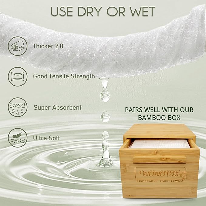 THICKER Dry Wipes 50 Count Disposable Face Towels 10x12" | Ultra Soft - Image 3
