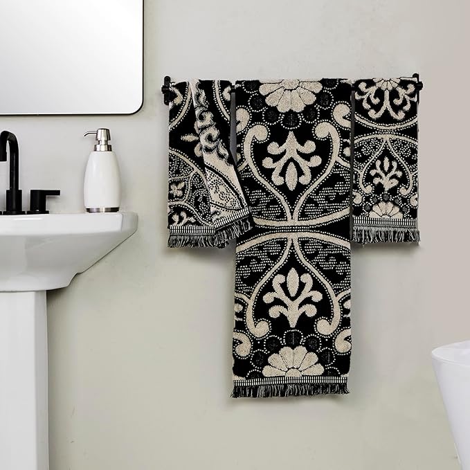SKL Home Amherst Medallion 100% Cotton Premium 2-Piece Hand Towel Set, 600 GSM - Image 4