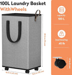 Laundry Basket with Wheels, Collapsible Laundry Baskets, Laundry Hamper with - Image 2