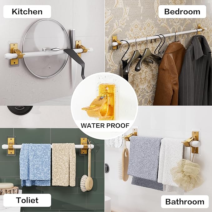 Antimbee 6PCS Self Adhesive Curtain Rod Bracket, No Drilling Curtain Rod Holders - Image 6