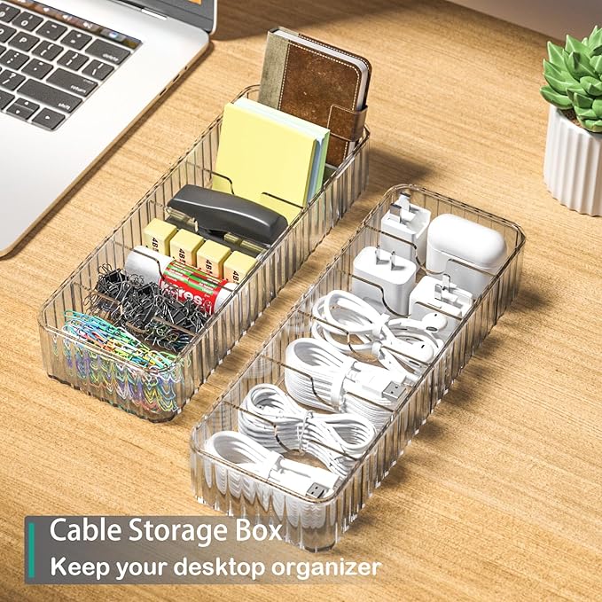 Cable Storage Boxes Organizers 2 Pack, Cord Charger Storage Organizer Box Case - Image 4