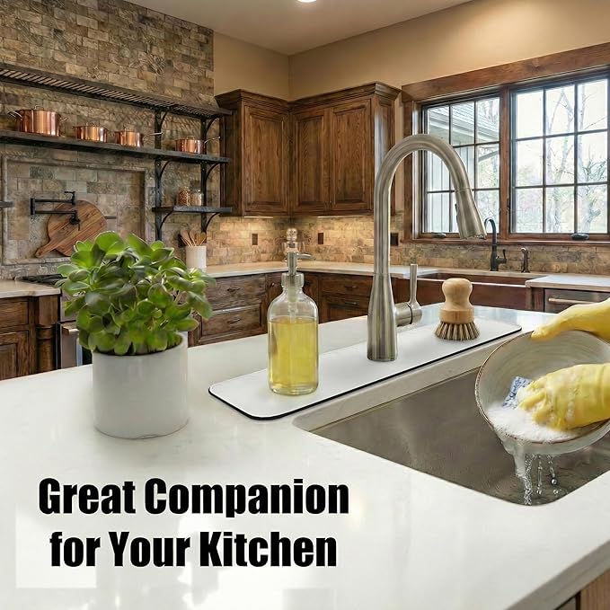 Customizable Kitchen Sink Faucet Mat: 30" Lx5.5 W Absorbent Splash Guard - Image 4
