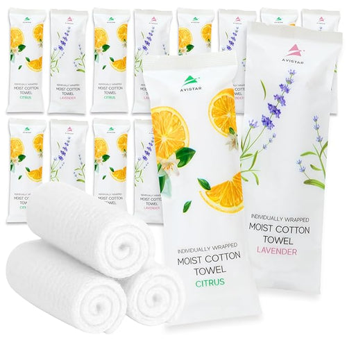 120 Hot or Cold Wrapped Moist Towels – 9'' x 9" Moist Towelettes Individually by Avistar
