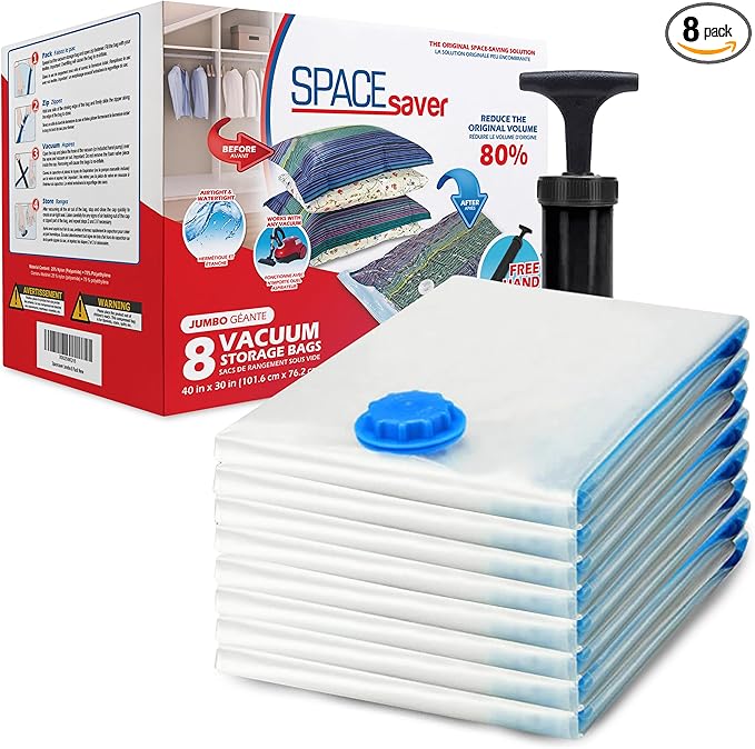 Spacesaver 8 Pack Jumbo Vacuum Storage Bags by Spacesaver