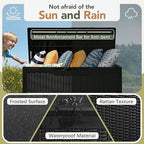 Flamaker Deck Box with Cushion 100 Gallon Waterproof Resin Storage Box with Air Rod Indoor Outdoor Lockable Storage Bench for Patio Furniture, Tools, Pool Accessories (Black) - Image 3