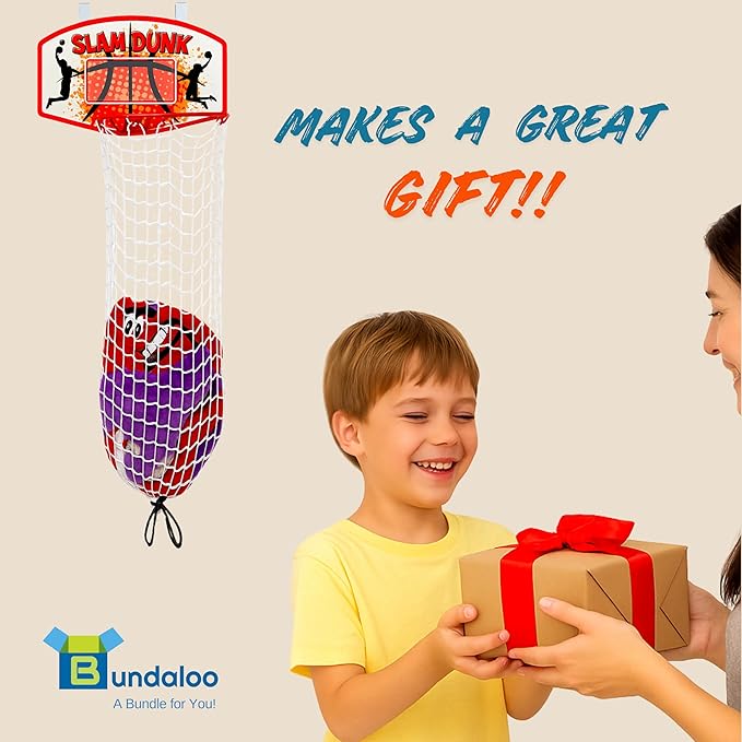 Bundaloo Basketball Laundry Hamper – Over-the-Door Hanging Hoop - Image 5