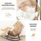 Vongrasig Wicker Rocking Egg Chair PE Rattan with Cushion, Oversized Patio Lounge Rocker Chair for Outdoor, Indoor, Livingroom, Backyard, Garden (Beige) - Image 3