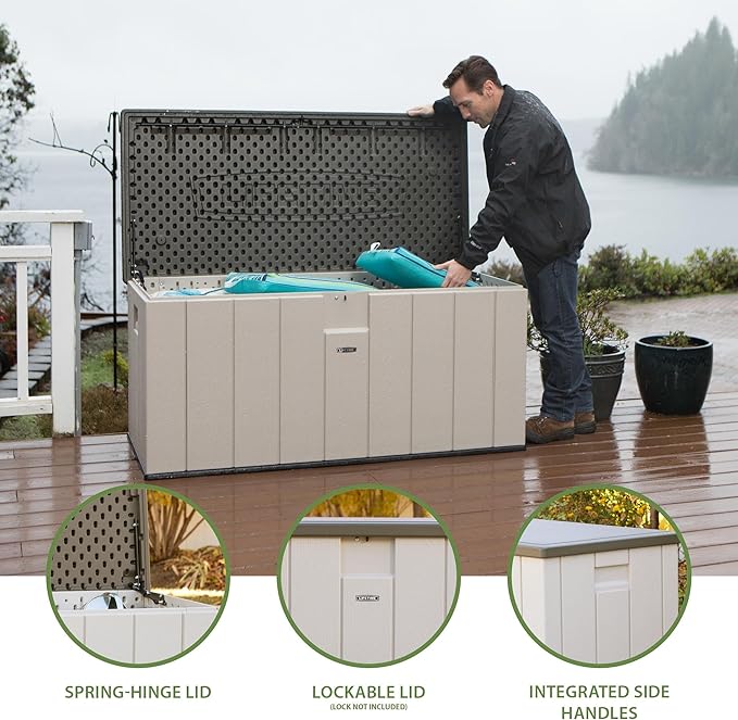 LIFETIME 60254 Heavy-Duty Outdoor Storage Deck Box, 150 Gallon, Desert Sand/Brown - Image 4