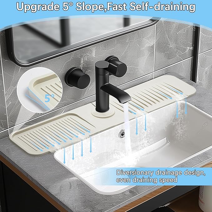 5° Slope Kitchen Sink Faucet Mat, Kitchen Sink Splash Guard, Silicone Material - Image 2