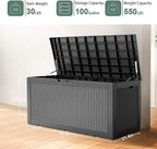 DRATO 100 Gallon Large Deck Box, Outdoor Storage Box for Patio Furniture, Patio Cushions, Gardening Tools, Pool Supplies,660lbs Weight Capacity,Waterproof Resin Storage Boxes（Black，100 Gallon） - Image 6
