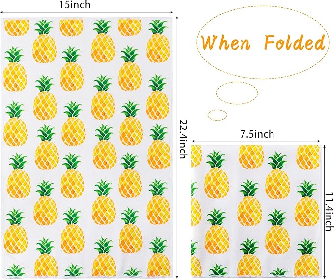 R HORSE 5Pcs Pineapple Kitchen Dish Towel Set Fruit Theme Absorbent Drying - Image 2