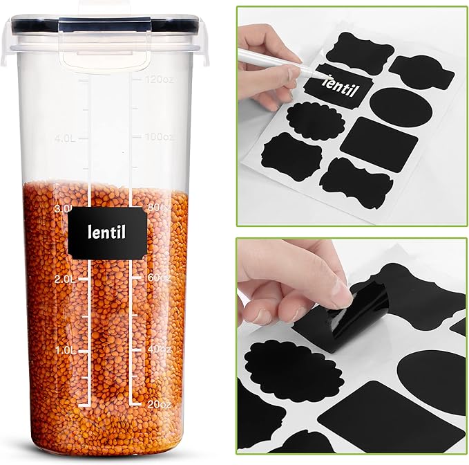 Utopia Kitchen Cereal Containers Storage Set – 4 Pack 4L Airtight Food Storage - Image 5