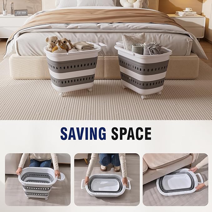 TECHMILLY Collapsible Plastic Laundry Basket Hamper - Image 6