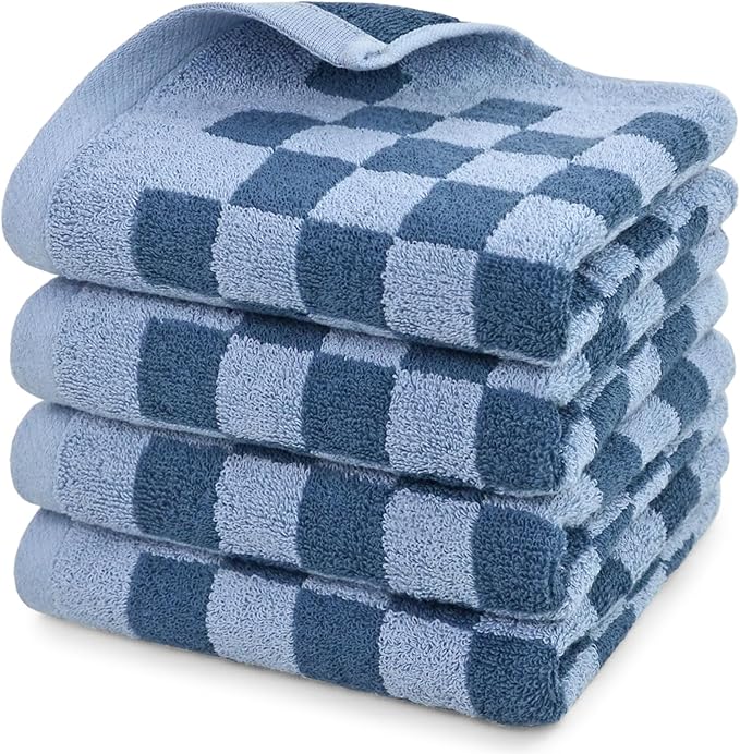 Jacquotha Bathroom Hand Towels Set of 4, Checkered Towels - Image 7