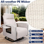 Outdoor Recliner Chair Set of 2, Wicker Patio Recliners with Adjustable Backrest and Extended Foot Rest, Reclining Patio Chairs with Flip Table & Removable Cushion Cover for Porch - Image 5