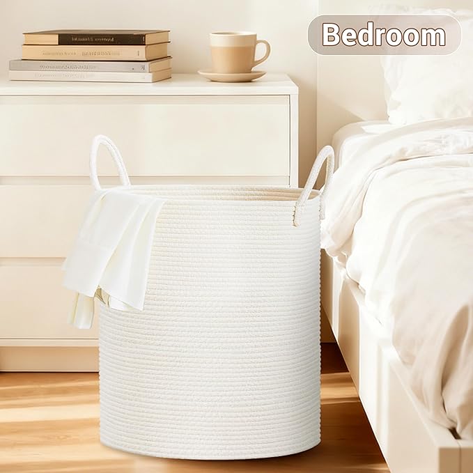 Tall Laundry Basket with Handles, 88L Portable Dirty Clothes Hamper, Boho - Image 5