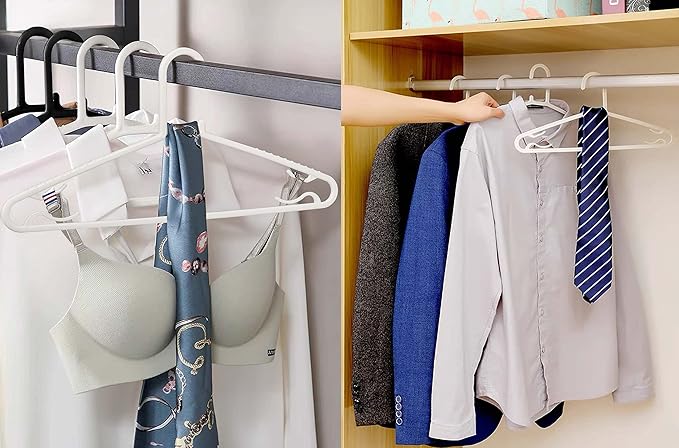 Plastic White Hangers 50 Pack, Light Weight Durable Clothes Hangers G-Shape - Image 5