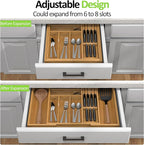 Bamboo Kitchen Drawer Organizer, Expandable Silverware Organizer - Image 2