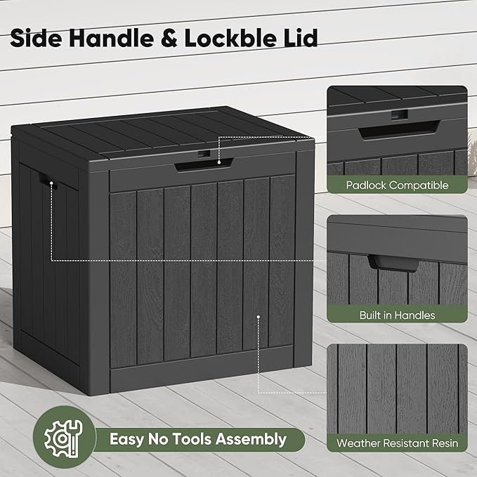 NEWBULIG 31 Gallon Deck Box, Weatherproof Resin Lockable Outdoor Storage for Secure Package Deliveries and Indoor Storage in Garden or Patio, Backyard - Image 5