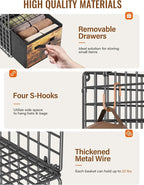 Closet Hanging Organizer with Drawers, 6 Tier Metal Closet Organizers and - Image 3