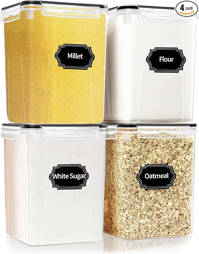 4 Pack Large Airtight Food Storage Containers by HKJ+Chef