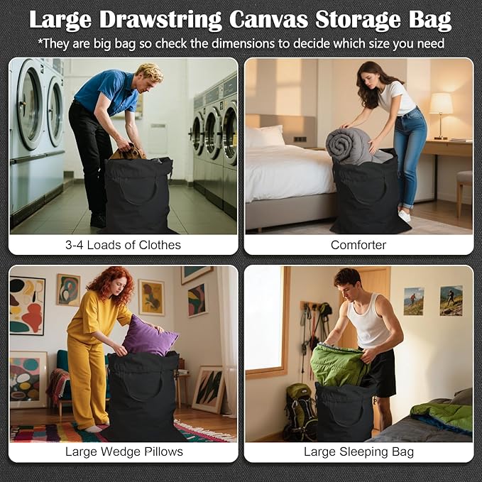 Canvas Laundry Bag 33"Wx 35"H, Thick Canvas Laundry Bag - Image 6
