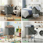 Laundry Basket with Wheels:88L Rolling Laundry Cart Foldable Metal Frame Dirty - Image 7