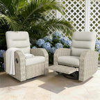 Outdoor Swivel Recliner Chair Set of 2, All-Weather Wicker Reclining Patio Chair with Adjustable Backrest and Footrest by Vakollia