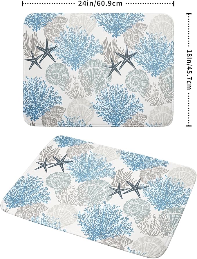 Coastal Blue Gray Dish Drying Pad 18 x 24 Inch - Image 2