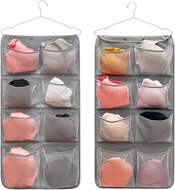 Dual Sided Hanging Closet Organizer Durable Socks Stocking Clothes Bra by ANIZER