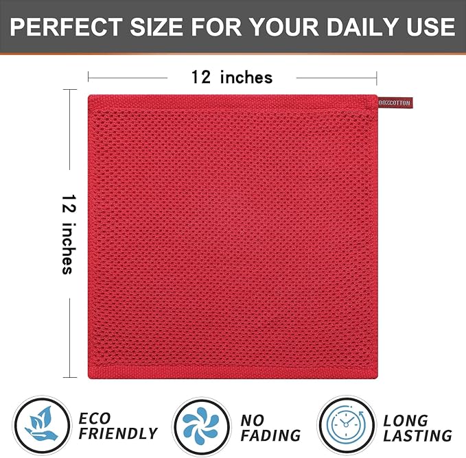 Kitinjoy 100% Cotton Kitchen Dish Cloths, 8 Pack Waffle Weave Ultra Soft - Image 5