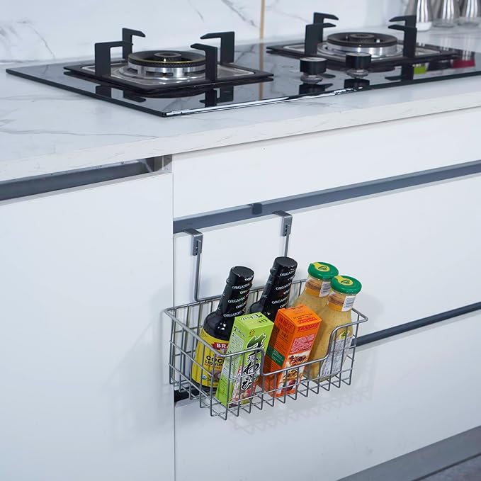 Wire Hanging Storage Basket 2 Packs, Wall Mounted Kitchen Bathroom Storage - Image 9